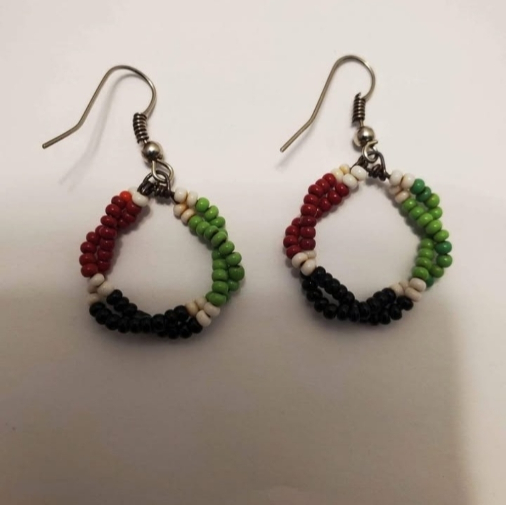 Kenyan Handmade Colorful Beaded Hoop Earrings